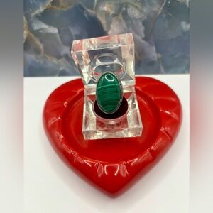Handmade Malachite On Sterling Silver Ring. Sz 9